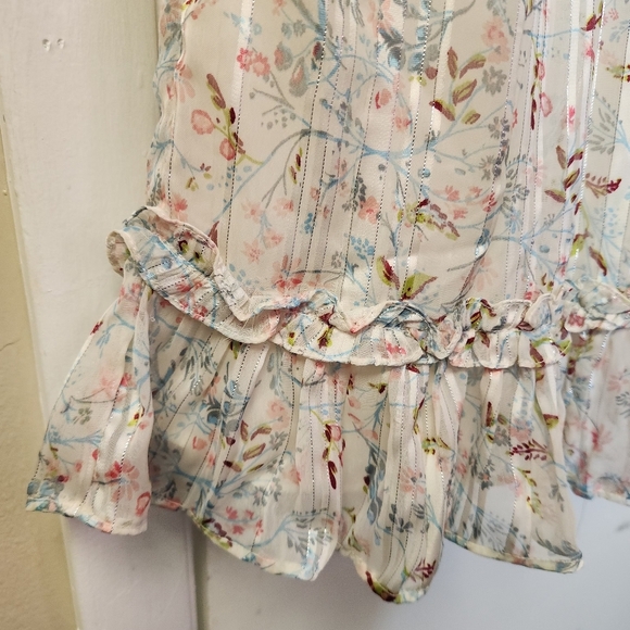 WALTER BAKER Betsy Floral-Print Metallic Burnout Georgette Mini Dress Size S - Picture 8 of 16